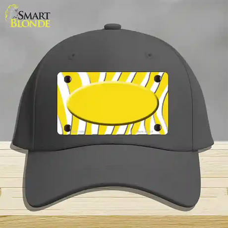 Yellow White Zebra Yellow Center Oval Novelty License Plate Hat Cotton / Charcoal