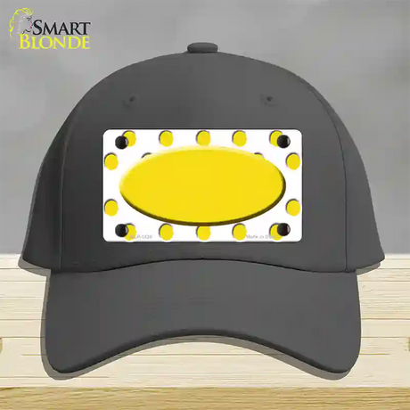 Yellow White Polka Dot Yellow Center Oval Novelty License Plate Hat Cotton / Charcoal