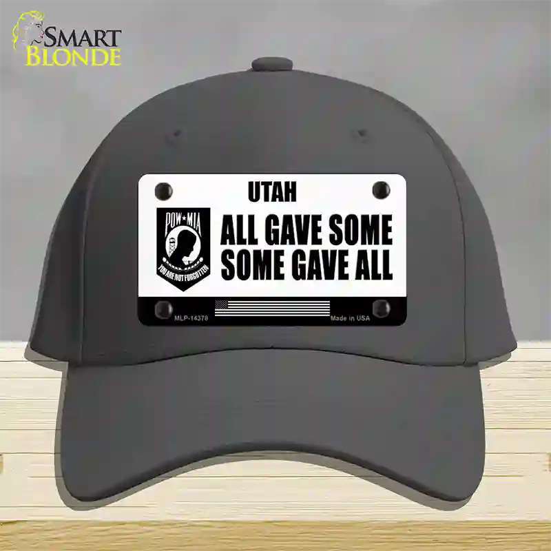 Utah POW MIA Some Gave All Novelty License Plate Hat Cotton / Charcoal