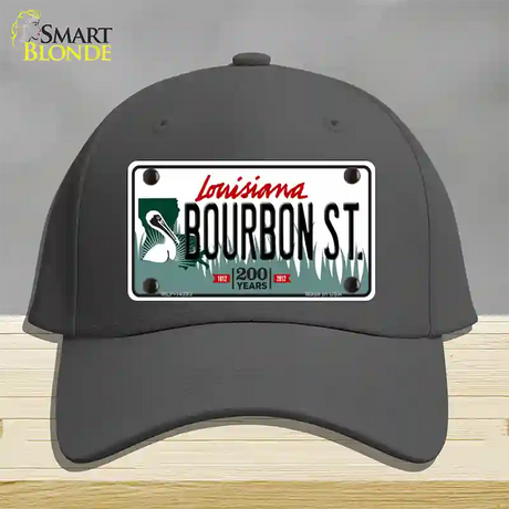 Bourbon St Louisiana Novelty License Plate Hat Cotton / Charcoal