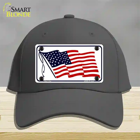 American Flag Waving White Novelty License Plate Hat Cotton / Charcoal