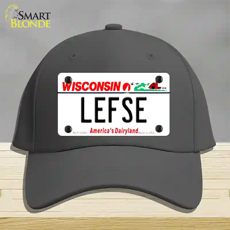 Lefse Wisconsin Novelty License Plate Hat Cotton / Charcoal