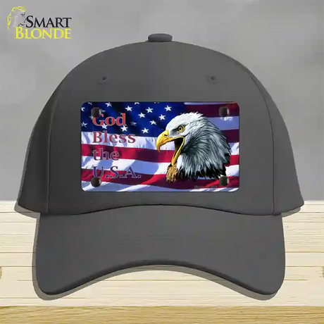 God Bless The USA Eagle Novelty License Plate Hat Cotton / Charcoal