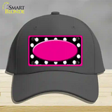 White Black Polka Dots Pink Frame And Center Oval Novelty License Plate Hat Cotton / Charcoal