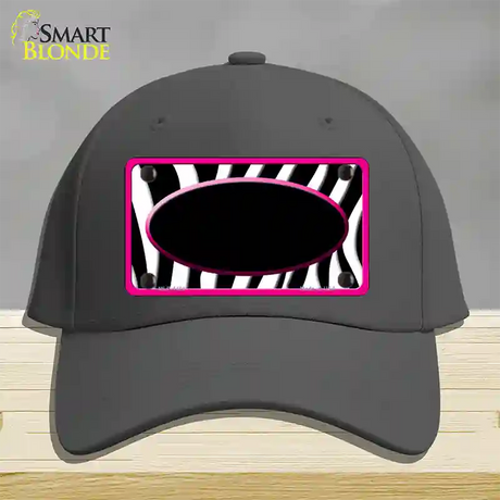 Black White Pink Zebra Center Oval Novelty License Plate Hat Cotton / Charcoal