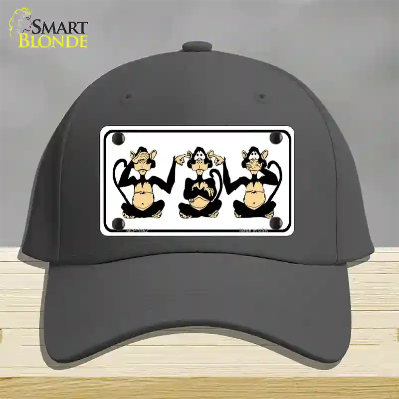 See Hear Speak Monkey Novelty License Plate Hat Cotton / Charcoal