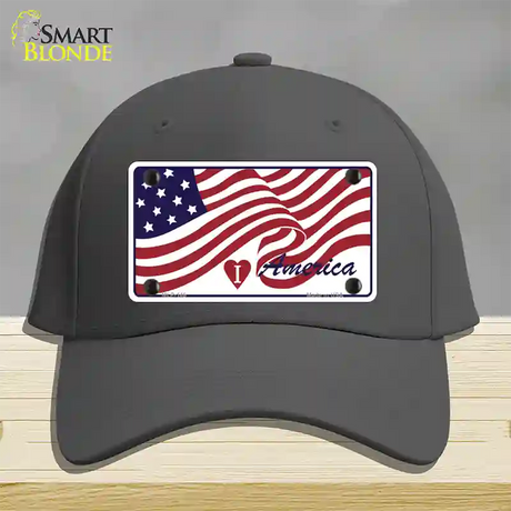 I Love America Flag Novelty License Plate Hat Cotton / Charcoal