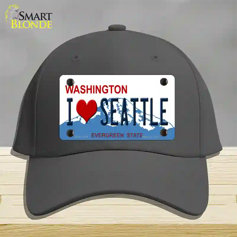 I Love Seattle Washington Novelty License Plate Hat Cotton / Charcoal