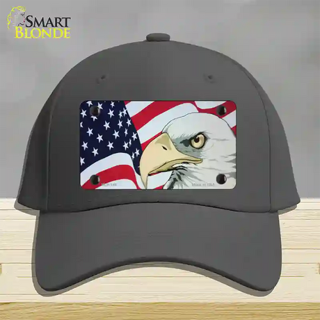 American Flag With Eagle Novelty License Plate Hat Cotton / Charcoal