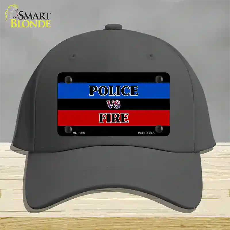 Police Vs. Fire Novelty License Plate Hat Cotton / Charcoal