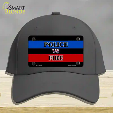 Police Vs. Fire Novelty License Plate Hat Cotton / Charcoal