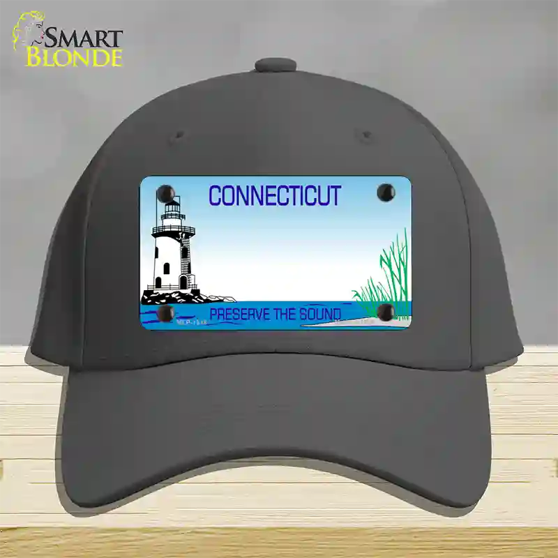 Connecticut Preserve State Blank Novelty License Plate Hat Cotton / Charcoal