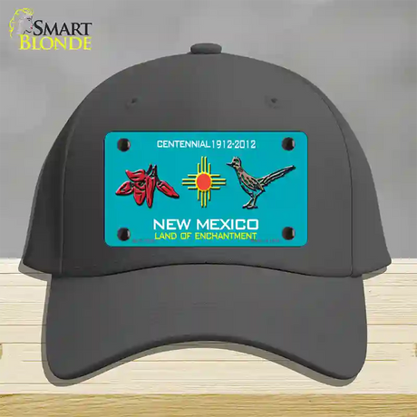 Red Chili & Road Runner New Mexico Teal Novelty License Plate Hat Cotton / Charcoal