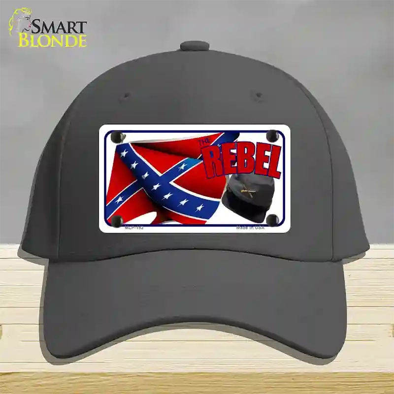 Rebel Cap And Flag Novelty License Plate Hat Cotton / Charcoal