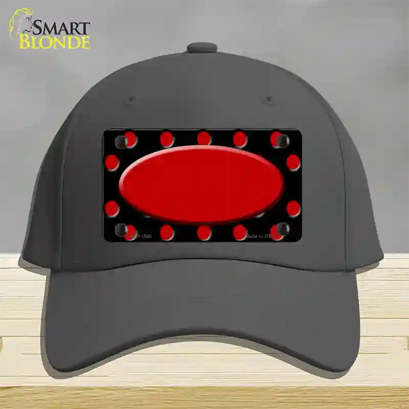 Red Black Polka Dot Red Center Oval Novelty License Plate Hat Cotton / Charcoal