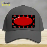 Red Black Polka Dot Red Center Oval Novelty License Plate Hat Cotton / Charcoal