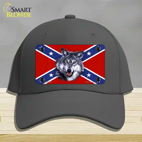 Confederate Flag Wolf Novelty License Plate Hat Cotton / Charcoal