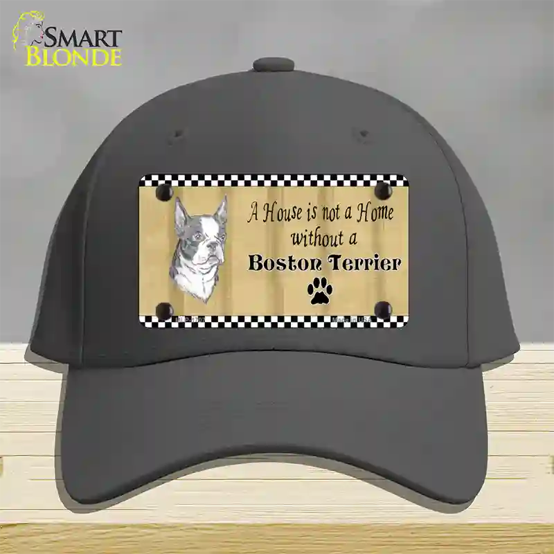 Pencil Sketch Boston Terrier Novelty License Plate Hat Cotton / Charcoal