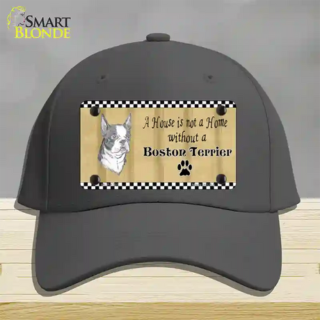 Pencil Sketch Boston Terrier Novelty License Plate Hat Cotton / Charcoal