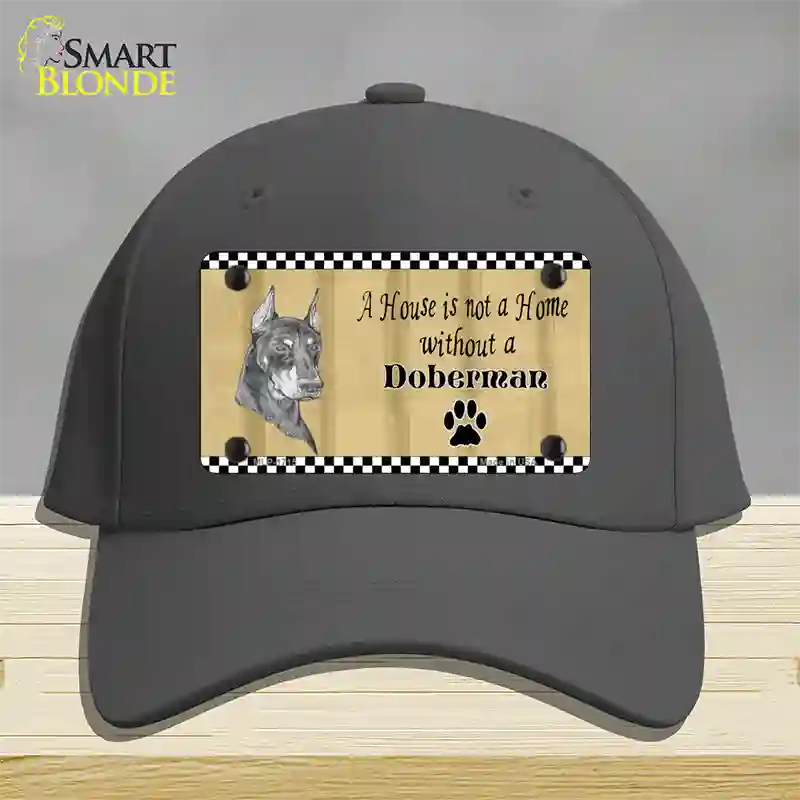 Pencil Sketch Doberman Metal Dog Novelty License Plate Hat Cotton / Charcoal