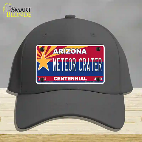 Arizona Centennial Meteor Crater Novelty License Plate Hat Cotton / Charcoal