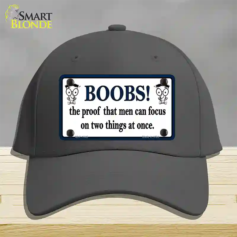 Boobs Proof Novelty License Plate Hat Cotton / Charcoal