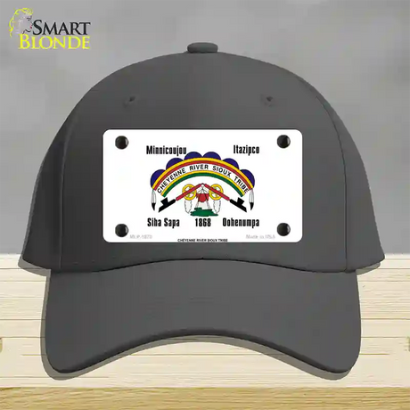 Cheyenne River Sioux Flag Novelty License Plate Hat Cotton / Charcoal