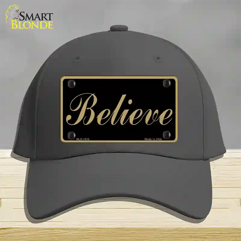 Believe Novelty License Plate Hat Cotton / Charcoal