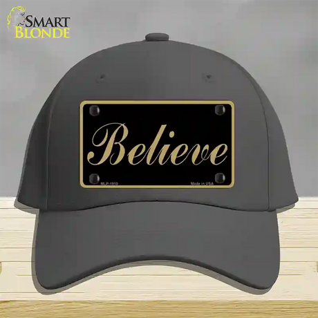 Believe Novelty License Plate Hat Cotton / Charcoal