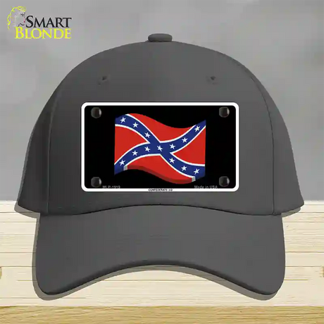 Confederate 3-D Flag Novelty License Plate Hat Cotton / Charcoal