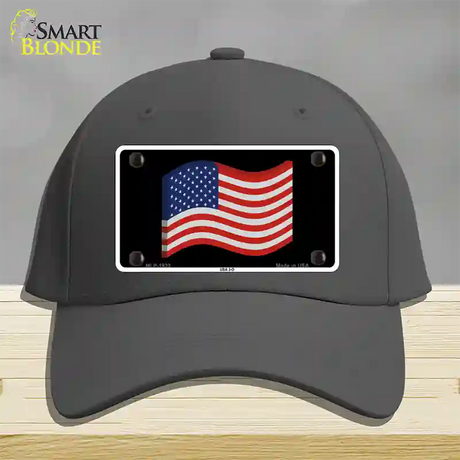 USA 3-D Flag Novelty License Plate Hat Cotton / Charcoal