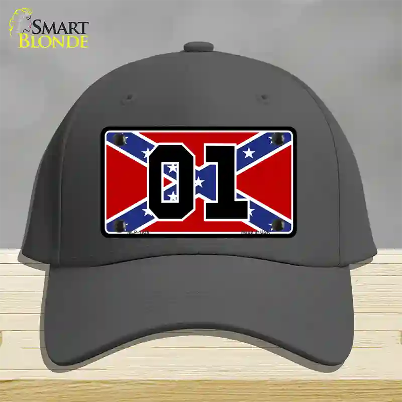 Confederate Flag 01 Novelty License Plate Hat Cotton / Charcoal