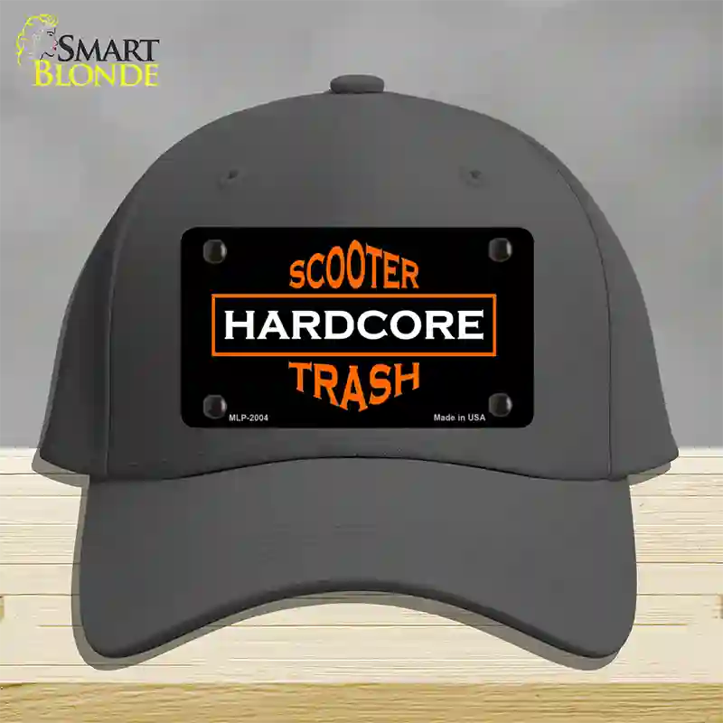 Hardcore Scooter Trash Black Novelty License Plate Hat Cotton / Charcoal