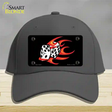 Red Hot Flaming Dice Novelty License Plate Hat Cotton / Charcoal