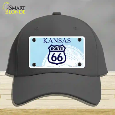 Route 66 Shield Kansas Novelty License Plate Hat Cotton / Charcoal