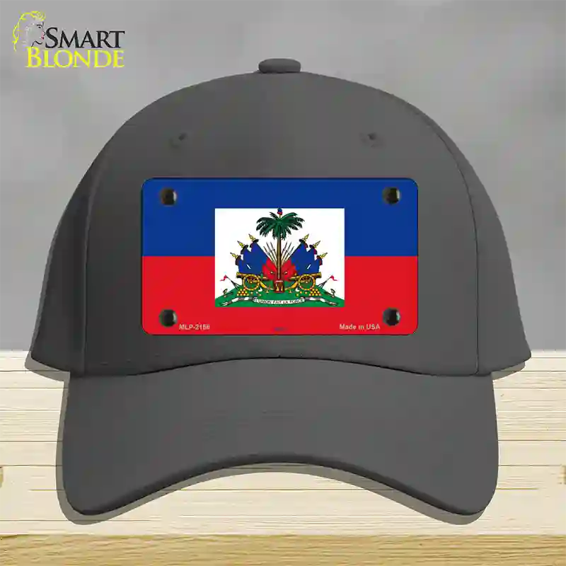 Haiti Flag Novelty License Plate Hat Cotton / Charcoal