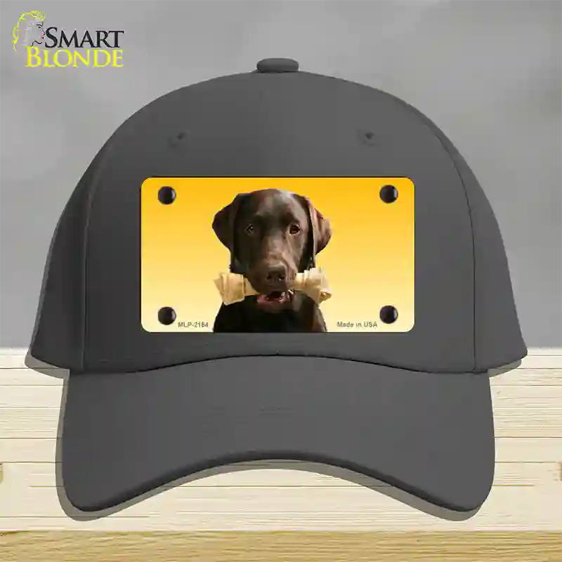 Chocolate Labrador Retriever Dog Novelty License Plate Hat Cotton / Charcoal