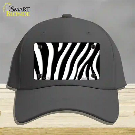 Black White Zebra Novelty License Plate Hat Cotton / Charcoal