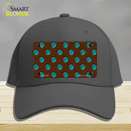 Teal Polka Dots Brown Novelty License Plate Hat Cotton / Charcoal