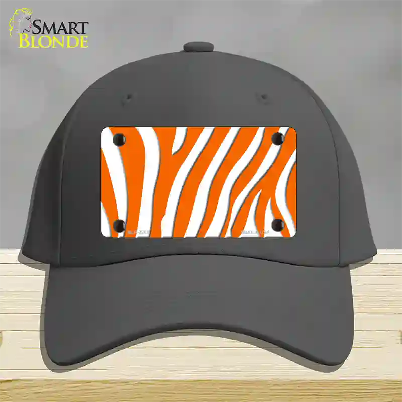 Orange White Zebra Novelty License Plate Hat Cotton / Charcoal