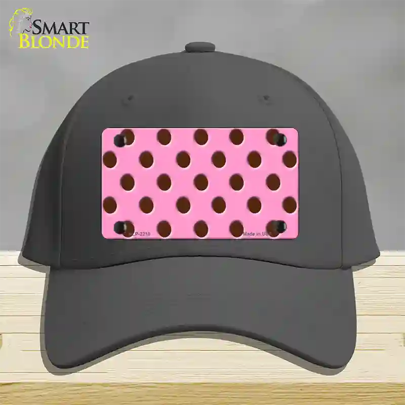 Chocolate Brown Polka Dots Pink Novelty License Plate Hat Cotton / Charcoal