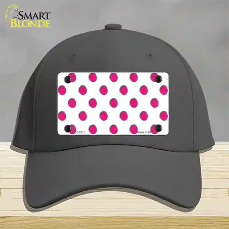 Hot Pink Polka Dots White Novelty License Plate Hat Cotton / Charcoal