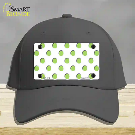 Lime Green Polka Dots White Novelty License Plate Hat Cotton / Charcoal