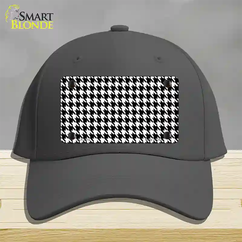 White Black Houndstooth Novelty License Plate Hat Cotton / Charcoal