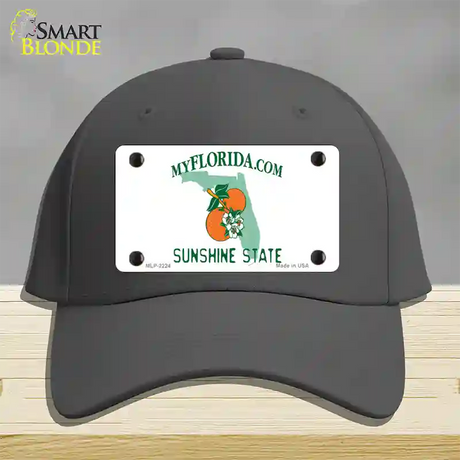 Florida State Blank Novelty License Plate Hat Cotton / Charcoal