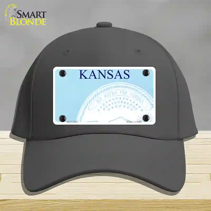 Kansas State Blank Novelty License Plate Hat Cotton / Charcoal