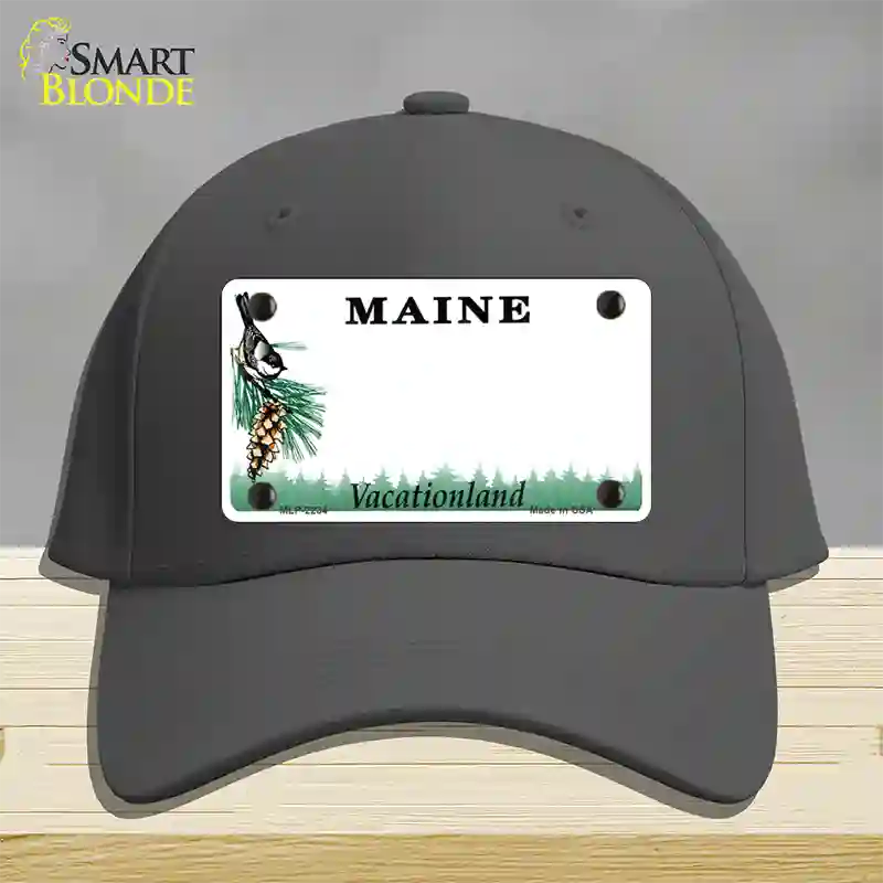 Maine State Blank Novelty License Plate Hat Cotton / Charcoal