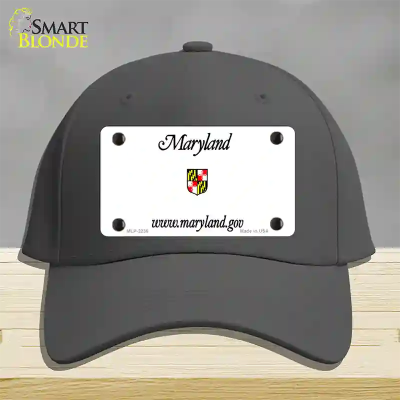 Maryland Gov State Blank Novelty License Plate Hat Cotton / Charcoal