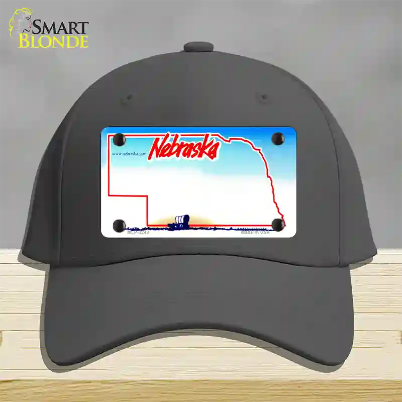 Nebraska State Blank Novelty License Plate Hat Cotton / Charcoal