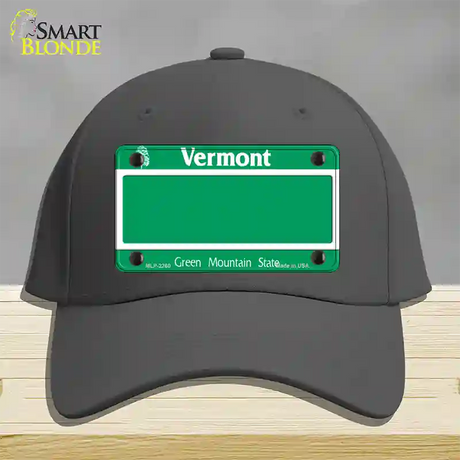 Vermont State Blank Novelty License Plate Hat Cotton / Charcoal